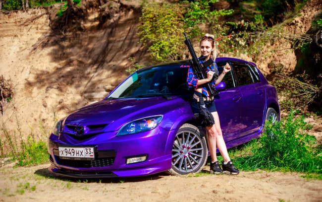 Обои картинки фото автомобили, -авто с девушками, mazda, 3, sport