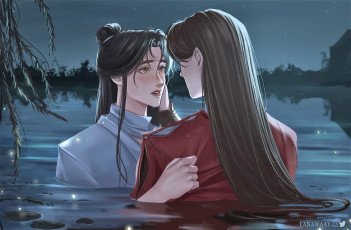 Картинка аниме tian+guan+ci+fu се лянь хуа чэн озеро