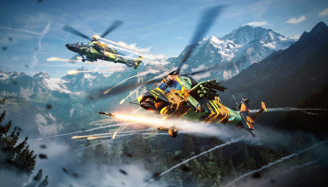 Обои картинки фото видео игры, war thunder, вертолеты, полет, горы