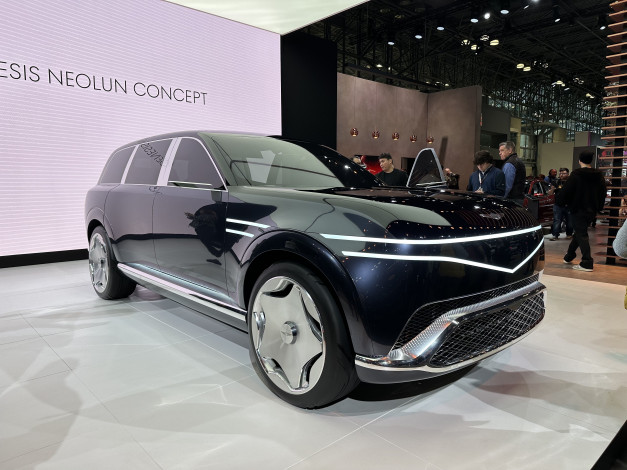 Обои картинки фото genesis neolun concept,  2024 new york auto show, автомобили, выставки и уличные фото, genesis, neolun, concept, чeрный, прототип, нью, йорк, автошoу, 2024, год