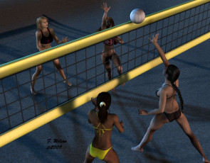Картинка спорт 3d рисованные баскетбол девушки
