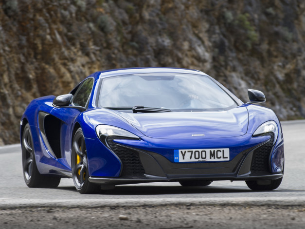 Обои картинки фото автомобили, mclaren, синий, 2014, г, spyder, 650s