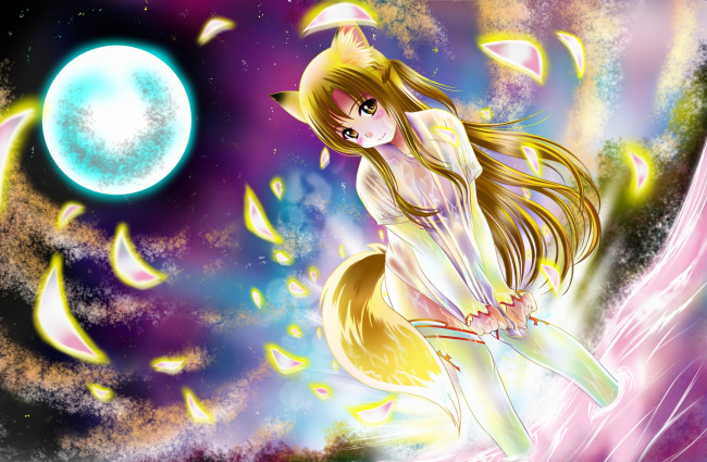 Обои картинки фото аниме, sword art online, ночь, девушка, yuuki, asuna, ярко, фэнтези, луна