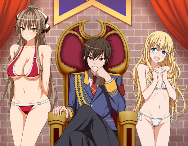 Обои картинки фото аниме, amagi brilliant park, девушки, парень