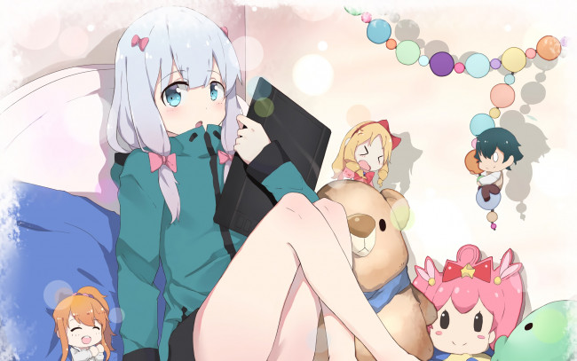 Обои картинки фото аниме, eromanga-sensei, девушка, взгляд, фон