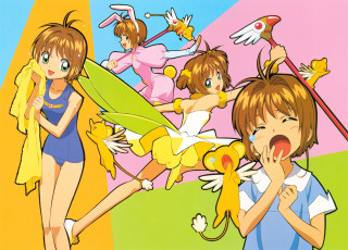 обоя аниме, card captor sakura, сакура, собирательница, карт