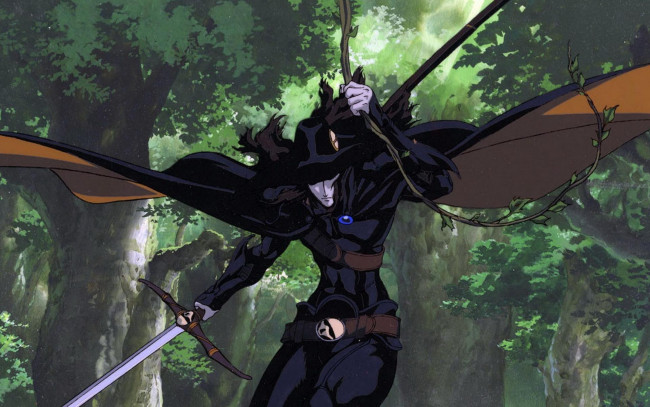 Обои картинки фото аниме, di, ди, охотник, меч, лес, лиана