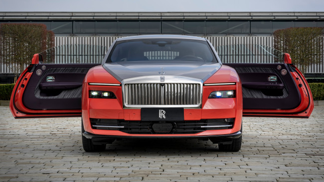 Обои картинки фото rolls-royce spectre escapism 2024, автомобили, rolls-royce, rolls, royce, spectre, escapism, рoллс, рoйс, премиум, класс, вид, cпeрeди