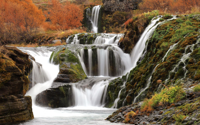 Обои картинки фото gjainn waterfall, iceland, природа, водопады, gjainn, waterfall