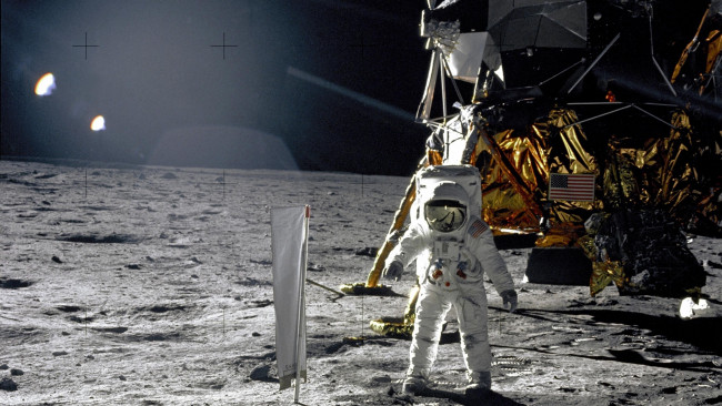 Обои картинки фото космос, луна, высадка, космонавт, наса