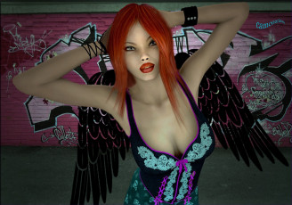 Картинка 3д графика angel ангел граффити девушка
