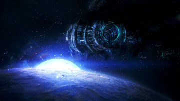 Картинка фэнтези космические корабли звездолеты станции звезды