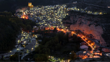 Картинка испания кастилия альбасете города огни ночного ночь дома дорога