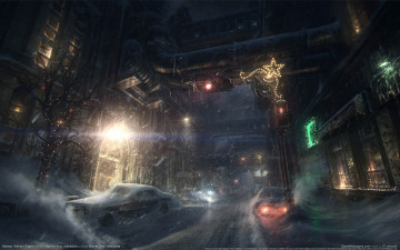 Картинка batman arkham origins видео игры город зима дорога машины