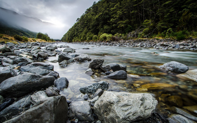 Обои картинки фото bealey, river, new, zealand, природа, реки, озера, новая, зеландия, река, камни, лес