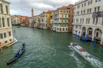 Картинка города венеция+ италия канал дома гондола катер