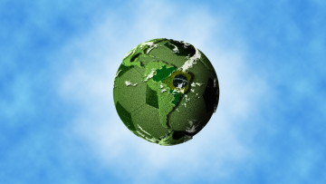 Картинка спорт 3d рисованные бразилия планета зеленая мяч чемпионат футбол материк логотип южная америка