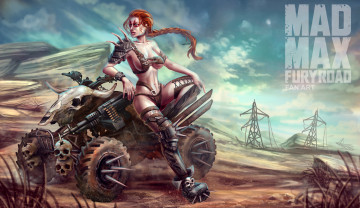 обоя рисованное, кино, boobs, sexy, suv, animal, skulls, девушка, pose, mad, max, fan, art