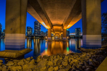 Картинка города -+мосты река ночь