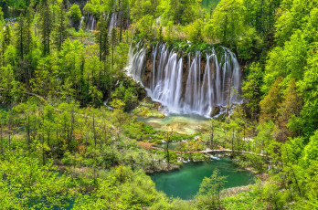 Картинка природа водопады река лес водопад