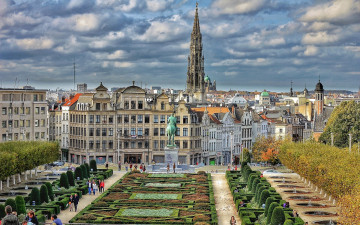 обоя города, брюссель , бельгия, памятник, сквер, дизайн, ландшафтный