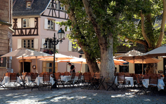 Обои картинки фото города, страсбург , франция, кафе, уличное