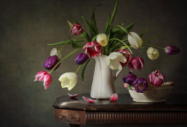 Обои картинки фото цветы, букеты,  композиции, разноцветный, букет, тюльпаны