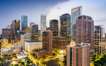 Картинка houston texas +usa города -+панорамы hdr америка вечер американские сша техас современные здания 4k хьюстон городской вид