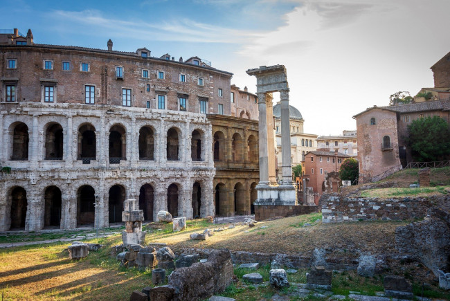 Обои картинки фото руины театра марцелла, города, рим,  ватикан , италия, руины, театра, марцелла