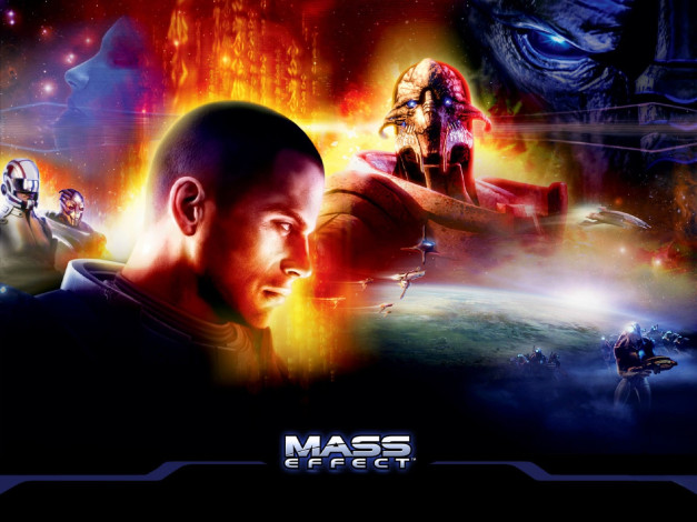 Обои картинки фото видео игры, mass effect, персонажи, планета, космос