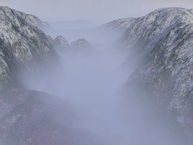 Обои картинки фото 3д, графика, nature, landscape, природа, горы, туман
