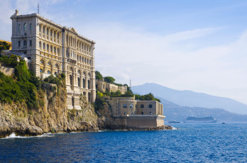 обоя oceanographic museum in monaco, города, монако , монако, ligurian, sea, monaco, скала, здание, лигурийское, море, океанографический, музей, oceanographic, museum