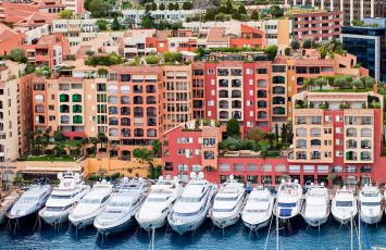 Картинка fontvieille +monaco корабли порты+ +причалы фонвьей monaco здания яхты причал порт монако
