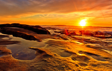 Картинка природа восходы закаты скалы море закат облака камни волны небо