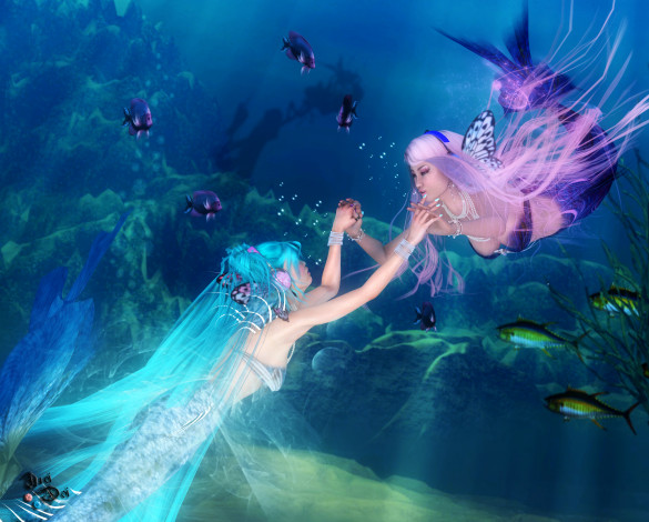 Обои картинки фото 3д графика, аниме , anime, mermaid