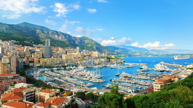 Обои картинки фото la condamine,  monaco, города, - панорамы, порт, гавань, бухта, лигурийское, море, монако, ла-кондамин, ligurian, sea, monaco, la, condamine, катера, яхты, горы, побережье, здания, панорама