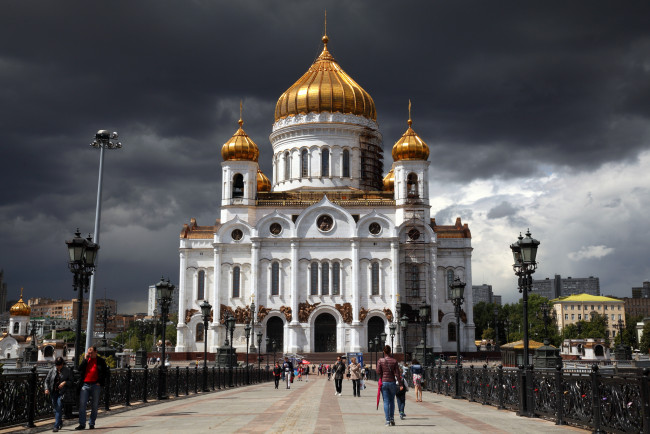 Обои картинки фото храм христа спасителя, города, москва , россия, храм, купола, площадь