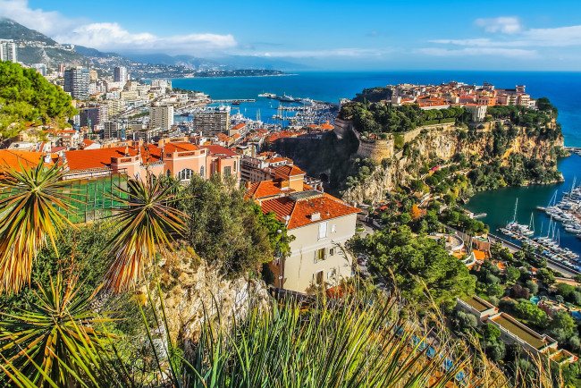 Обои картинки фото monaco, города, монако , монако, панорама, побережье, скала, лигурийское, море, ligurian, sea