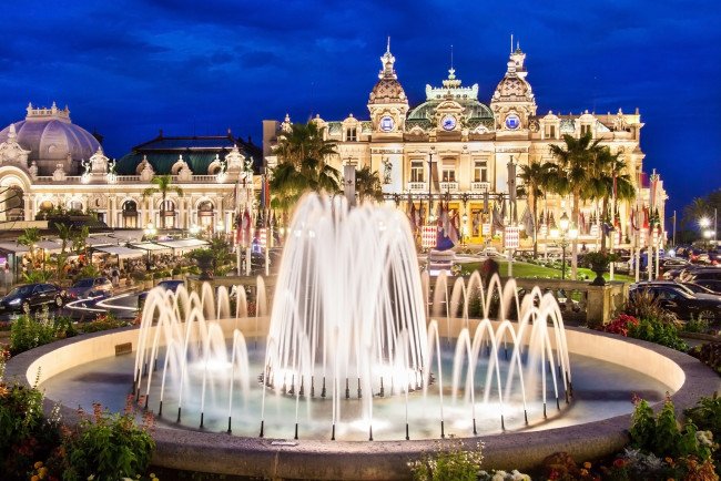 Обои картинки фото monte carlo casino,  monaco, города, монако , монако, monaco, фонтан, здание, monte, carlo, casino, казино, монте-карло