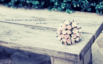 Картинка цветы розы слова скамейка лавка букет