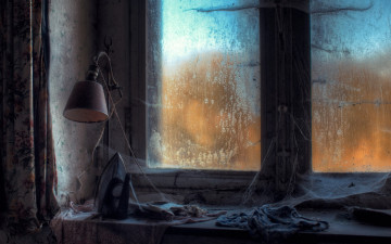 Картинка разное ретро +винтаж шторы паутина тряпки окно лампа утюг
