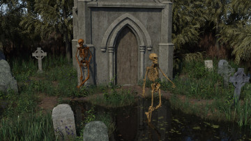 Картинка 3д+графика ужас+ horror скелеты