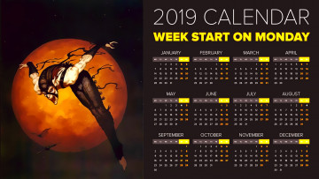 Картинка календари фэнтези луна полет существо