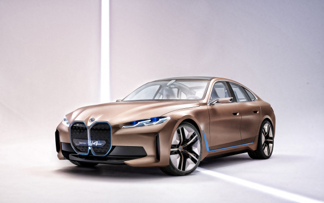 Обои картинки фото 2020 bmw i4 concept, автомобили, bmw, 2020, i4, concept, электрический, седан, вид, спереди, экстерьер, новый, бронзовый, немецкие