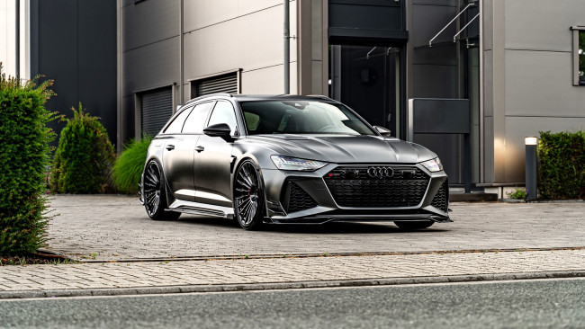 Обои картинки фото audi rs6 c8 tuning prior design, автомобили, audi, серебристый, здание