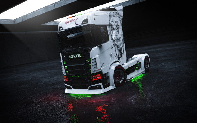 Обои картинки фото scania s730, автомобили, 3д, scania, s730, widebody, joker, edition, car, truck, грузовик, тягач, тюнинг, авто