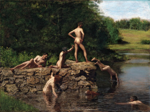 Картинка рисованные живопись купание