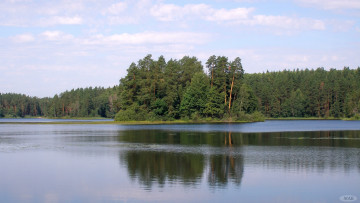 Картинка Чарское озеро природа реки озера вода остров лес