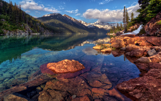 Обои картинки фото природа, реки, озера, озеро, камни, canada, горы
