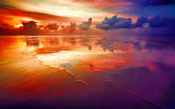 Картинка scenic природа восходы закаты закат багровое небо отмель